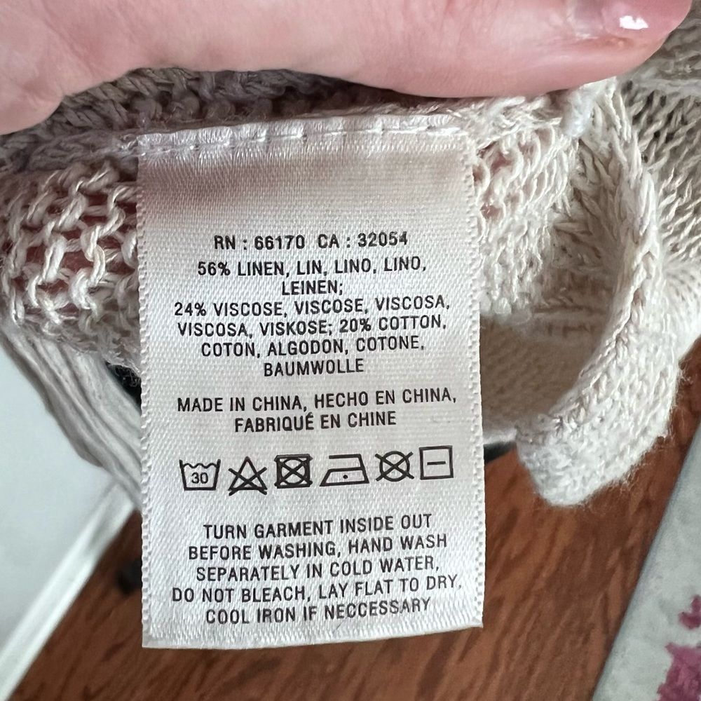 Anthropologie Linen Blend Sparrow Sweater Oatmeal XS Large knit - Picture 14 of 14